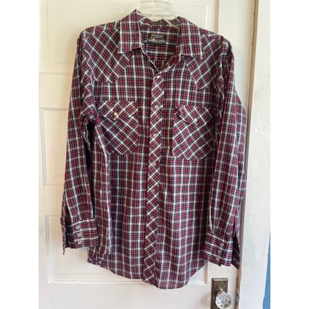 Vintage Outlaw Western Wear Size Large‎ Long-Sleeve Pearl Button Front Shirt